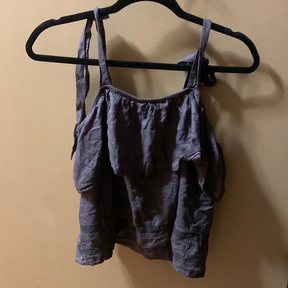 Grey womens tank top, tie straps